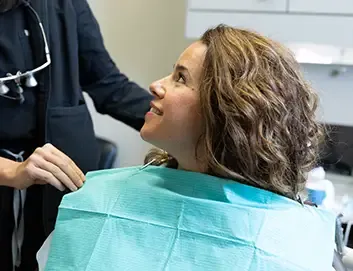 Dental patient preparing for procedure